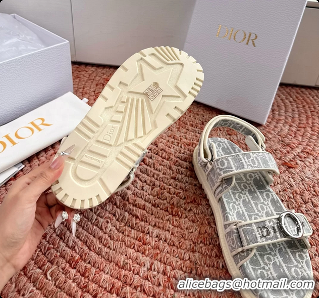 Top Grade Dior MyDior Gray Dior Oblique Jacquard Flat Sandals 6062802