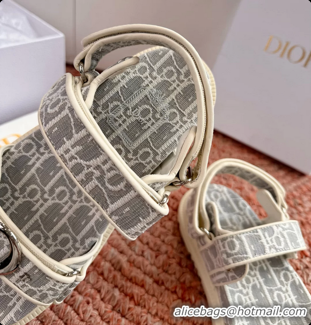 Top Grade Dior MyDior Gray Dior Oblique Jacquard Flat Sandals 6062802