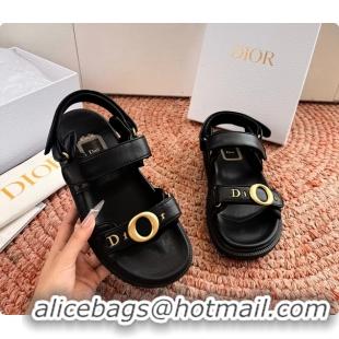 Unique Style Dior MyDior Black Lambskin Leather Flat Sandals 6062802