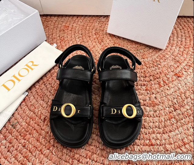Unique Style Dior MyDior Black Lambskin Leather Flat Sandals 6062802