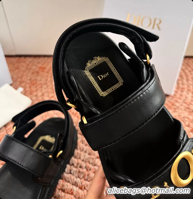 Unique Style Dior MyDior Black Lambskin Leather Flat Sandals 6062802