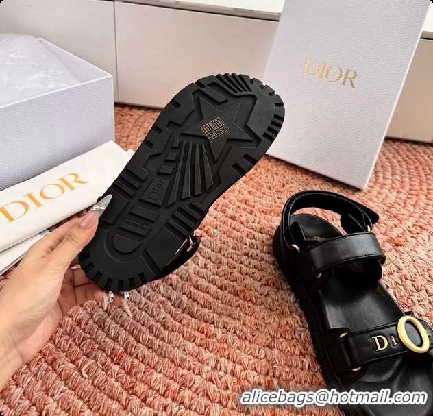 Unique Style Dior MyDior Black Lambskin Leather Flat Sandals 6062802
