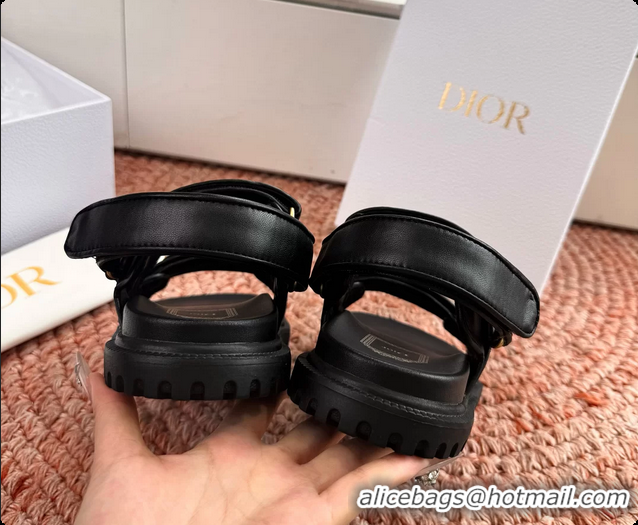 Unique Style Dior MyDior Black Lambskin Leather Flat Sandals 6062802