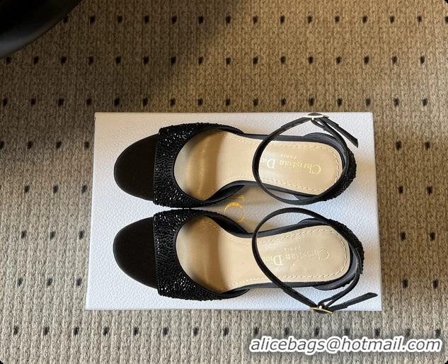 Good Looking Dior Strass Embroidered Dway Heeled Sandals Black 80MM 6062803