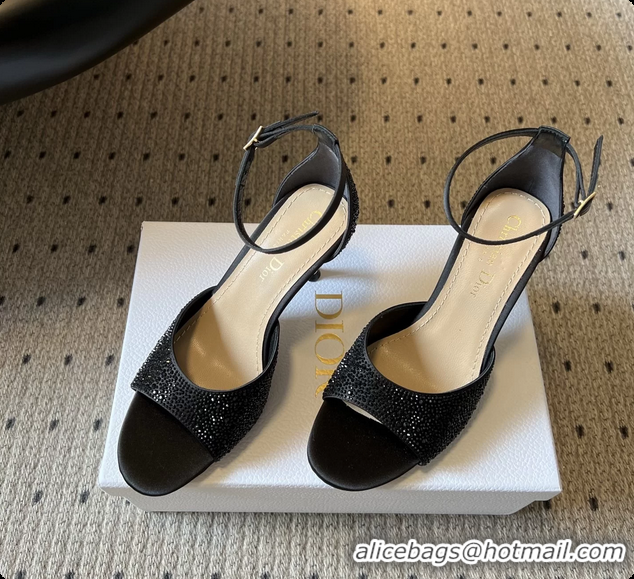 Good Looking Dior Strass Embroidered Dway Heeled Sandals Black 80MM 6062803