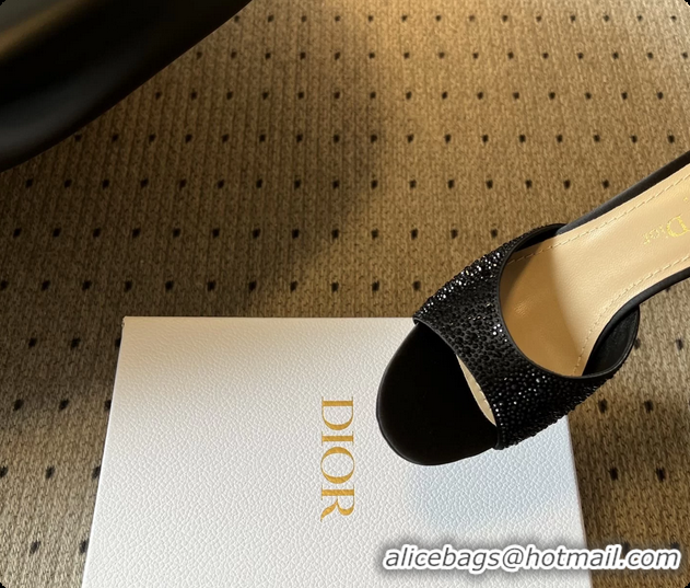 Good Looking Dior Strass Embroidered Dway Heeled Sandals Black 80MM 6062803