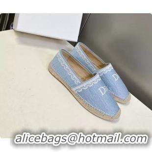 Most Popular Dior Granville Espadrille Flats Light Blue Dior Oblique Embroidered Cotton 6063001