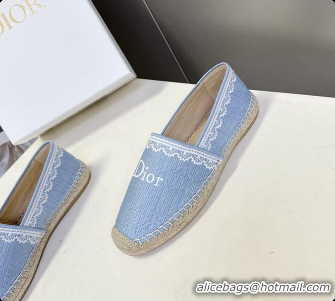 Most Popular Dior Granville Espadrille Flats Light Blue Dior Oblique Embroidered Cotton 6063001
