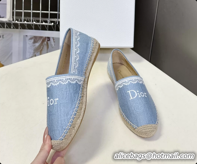 Most Popular Dior Granville Espadrille Flats Light Blue Dior Oblique Embroidered Cotton 6063001
