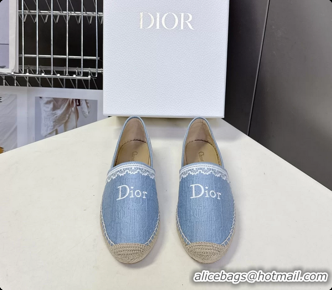 Most Popular Dior Granville Espadrille Flats Light Blue Dior Oblique Embroidered Cotton 6063001
