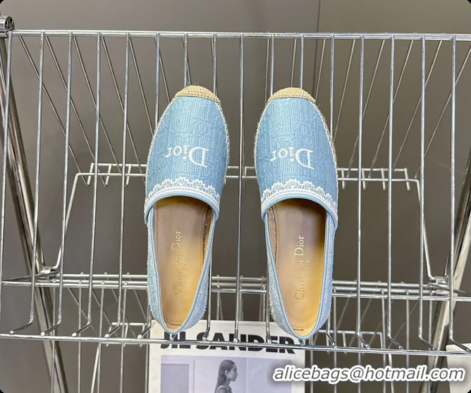Most Popular Dior Granville Espadrille Flats Light Blue Dior Oblique Embroidered Cotton 6063001