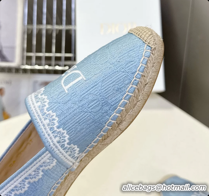 Most Popular Dior Granville Espadrille Flats Light Blue Dior Oblique Embroidered Cotton 6063001