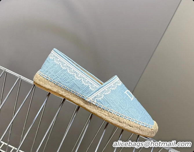 Most Popular Dior Granville Espadrille Flats Light Blue Dior Oblique Embroidered Cotton 6063001