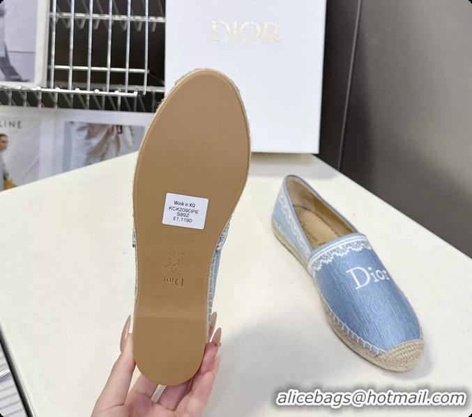 Most Popular Dior Granville Espadrille Flats Light Blue Dior Oblique Embroidered Cotton 6063001