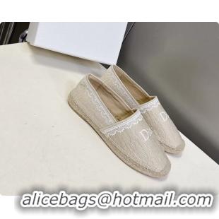 Pretty Style Dior Granville Espadrille Flats Light Beige Dior Oblique Embroidered Cotton 6063001