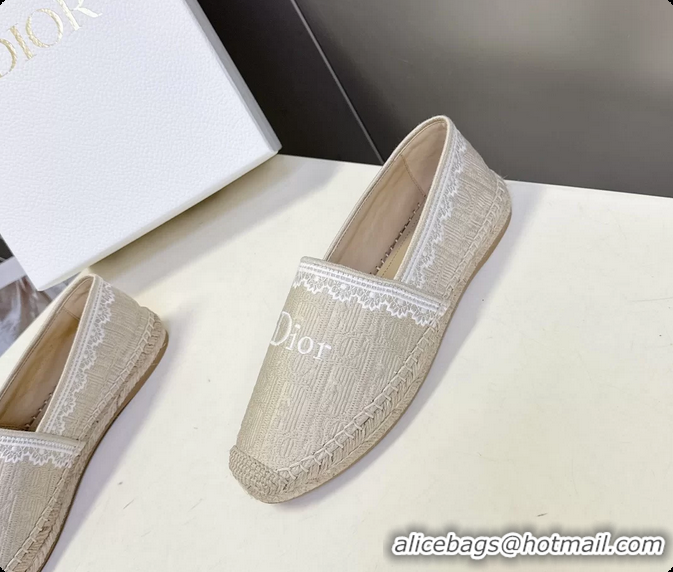 Pretty Style Dior Granville Espadrille Flats Light Beige Dior Oblique Embroidered Cotton 6063001