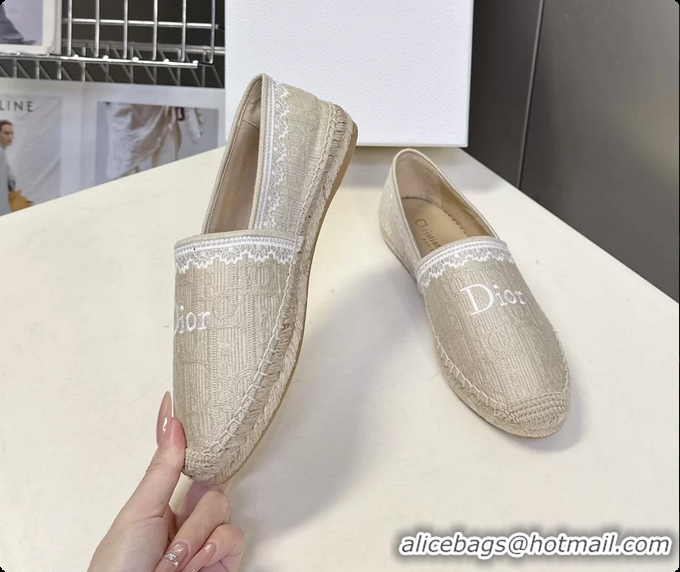 Pretty Style Dior Granville Espadrille Flats Light Beige Dior Oblique Embroidered Cotton 6063001
