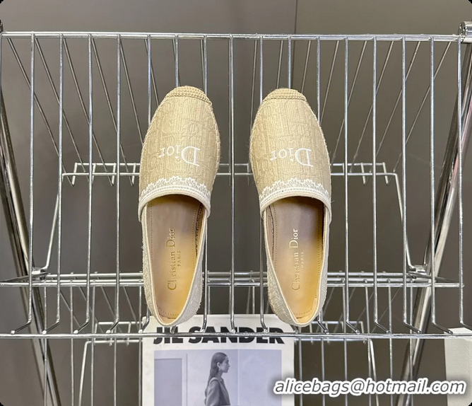 Pretty Style Dior Granville Espadrille Flats Light Beige Dior Oblique Embroidered Cotton 6063001