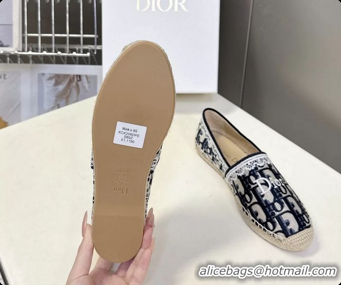 Good Looking Dior Granville Espadrille Flats Deep Blue Dior Oblique Embroidered Cotton 6063001