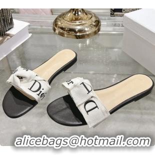 Trendy Design Dior Jadior Flat Slides Sandals Black Embroidered Cotton 6063003