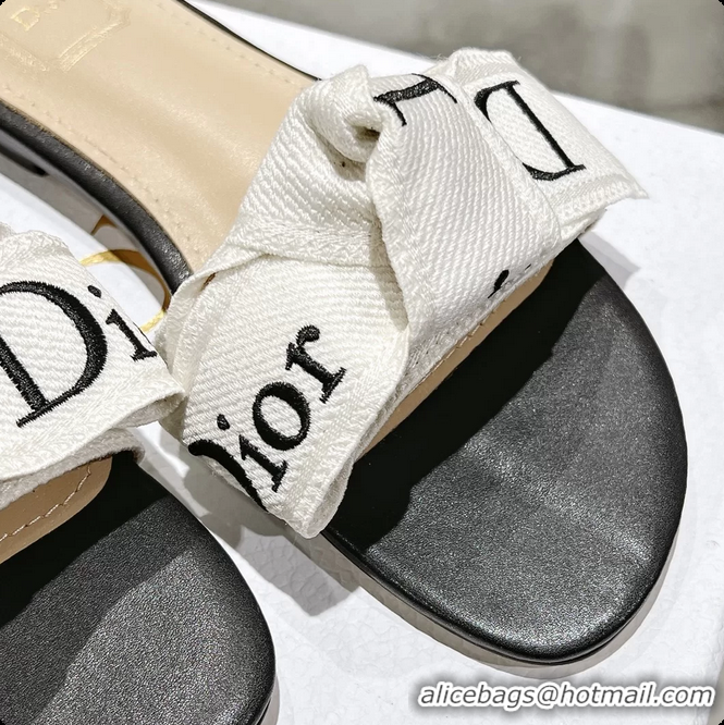 Trendy Design Dior Jadior Flat Slides Sandals Black Embroidered Cotton 6063003