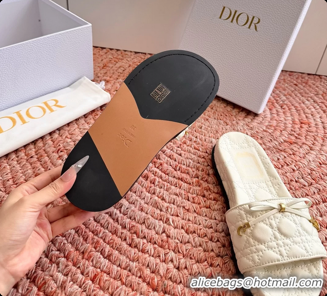 Best Price Dior Cannage Bow Platform Slides Sandals White 6063004