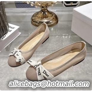 Shop Duplicate Dior Jadior Ballet Flat with Ribbon Gray Technical Fabric and Cotton 6063006