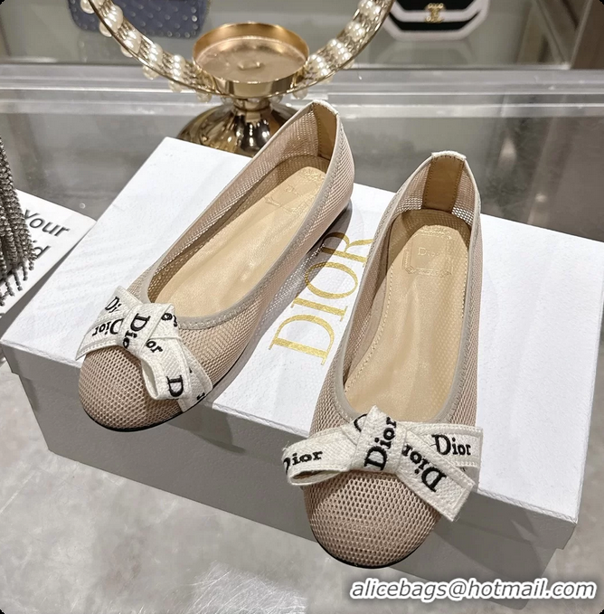 Shop Duplicate Dior Jadior Ballet Flat with Ribbon Gray Technical Fabric and Cotton 6063006