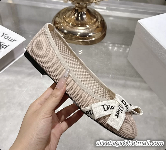 Shop Duplicate Dior Jadior Ballet Flat with Ribbon Gray Technical Fabric and Cotton 6063006