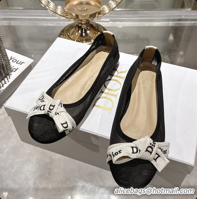 Best Product Dior Jadior Ballet Flat with Ribbon Black Technical Fabric and Cotton 6063006