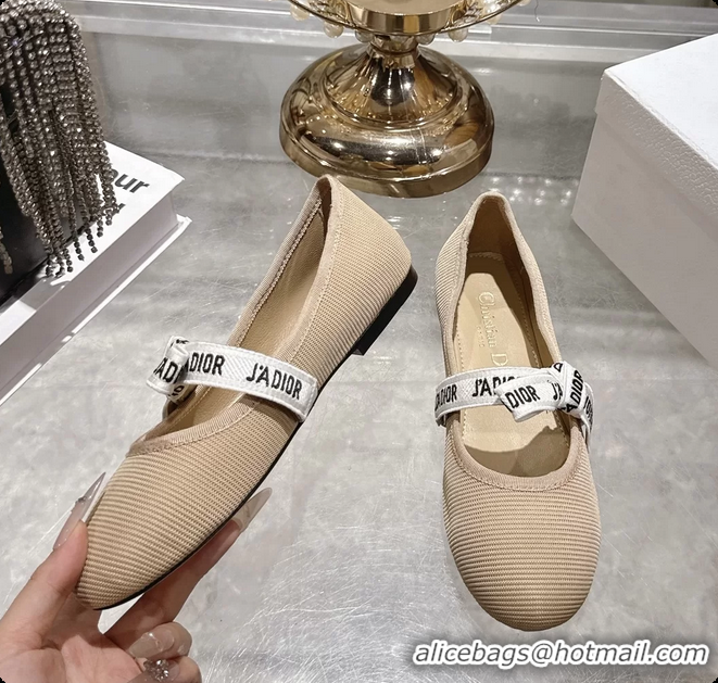 Low Cost Dior Miss Jadior Mary Janes Ballet Flat with Ribbon Light Gray Technical Fabric and Cotton 6063009