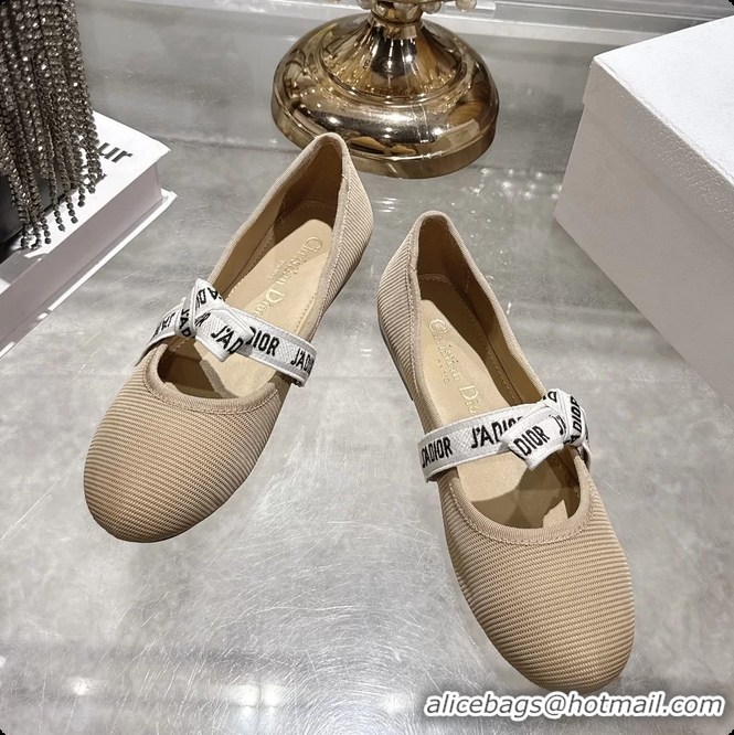 Low Cost Dior Miss Jadior Mary Janes Ballet Flat with Ribbon Light Gray Technical Fabric and Cotton 6063009
