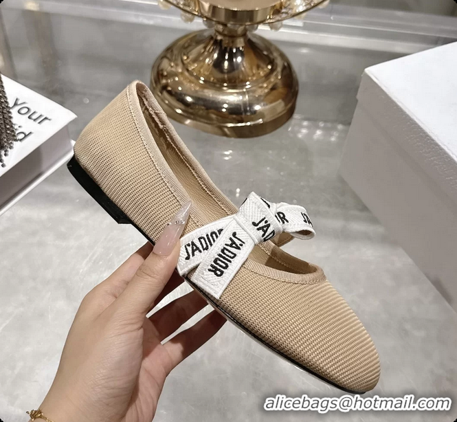Low Cost Dior Miss Jadior Mary Janes Ballet Flat with Ribbon Light Gray Technical Fabric and Cotton 6063009