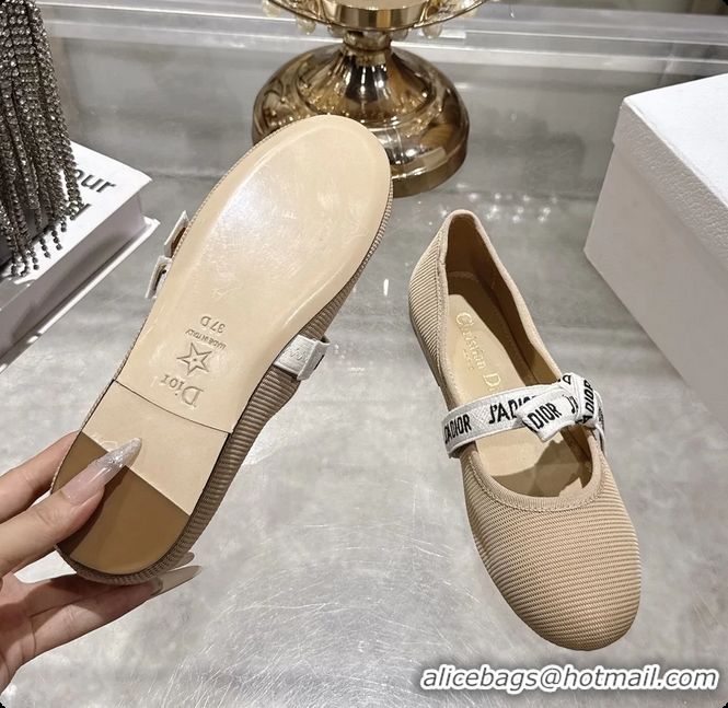 Low Cost Dior Miss Jadior Mary Janes Ballet Flat with Ribbon Light Gray Technical Fabric and Cotton 6063009