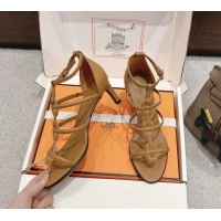 Discount Hermes Magic High Heeled Sandals Tan Calfskin Leather 70MM 6060301