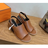 Lowest Cost Hermes Mailys High Heeled Slingback Mule Sandals Brown Calfskin Leather 6060302