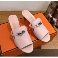 Expensive Hermes Cute Kelly Buckle High Heeled Sandals Pink Calfskin Leather 6060303