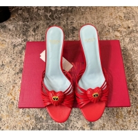 Buy Cheap Valentino Royal Heart Vlogo Leather Heeled Mules Sandals Red 8CM 6060511