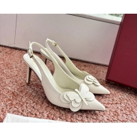 Big Discount Valentino Archive Butterfly White Leather Slingback Pumps 6060808