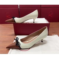 Unique Style Valentino Vlogo Bepointy Slingback Pump White Brown Patent Leather And Kidskin 45MM 6060902