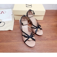 Original Cheap Valentino Vlogo Bow High Heeled Sandals Pink Patent Leather 85MM 6060906