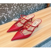 Unique Discount Valentino Garavani Rockstud Wispy Leather High Heeled Mules Red 65MM 6060908