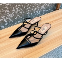 Lower Price Valentino Garavani Rockstud Wispy Leather High Heeled Mules Black 65MM 6060908
