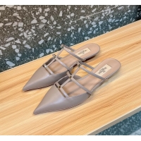Best Valentino Garavani Rockstud Wispy Leather Flat Mules Nude 6060909