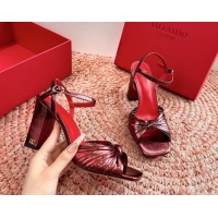 Buy Luxury Valentino Annet High Heeled Sandals Burgundy Kidskin Leather 6060910