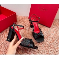 Discount Valentino Annet High Heeled Sandals Black Kidskin Leather 6060910