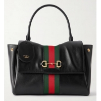Top Grade Gucci Paparazzo Medium Top Handle Bag ‎Soft Leather 875018 Black