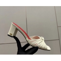 Best Price Valentino Garavani White Leather Annet Heeled Slides Mules Sandals 6061001