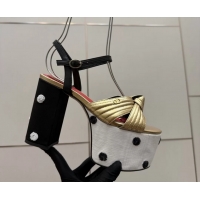 Pretty Style Valentino Garavani Crasher Platform High Heeled Sandals Gold Metallic Leather 6061004