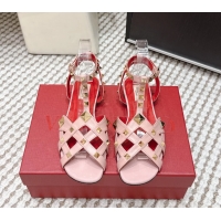 Durable Valentino Studdy Kidskin Leather Sandals Pink 6061005